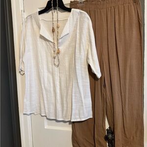 Women's BoHo Linen Pant Set